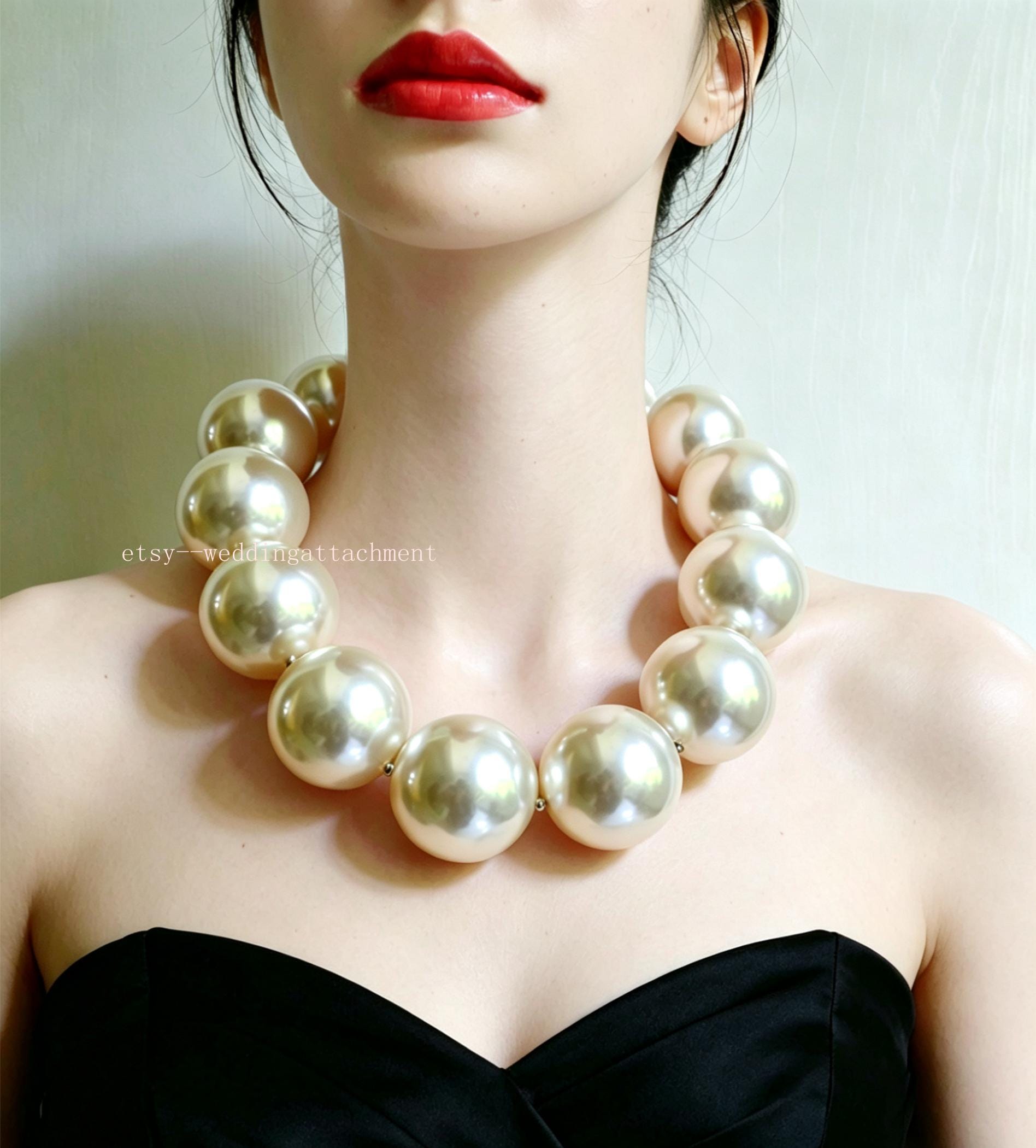 Collana di perle enorme, collana di perle da 40 mm, collana di perle da uomo, collana vistosa, collana di perle punk, collana di perle grande, collana