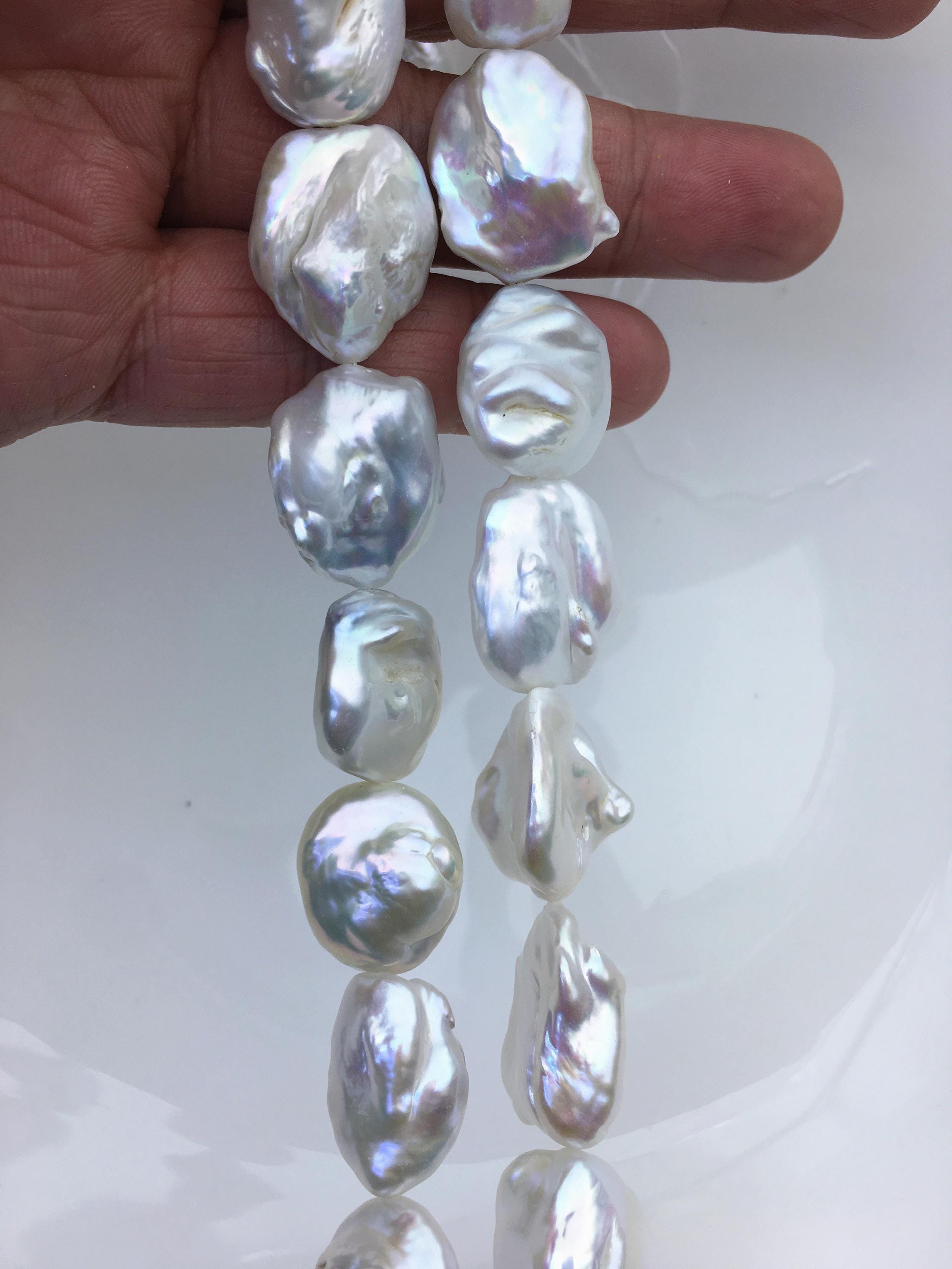Perle d'acqua dolce Keshi bianche spesse AA+ 14-18 mm, perle d'acqua dolce sfuse fai da te, prezzo all'ingrosso, perle all'ingrosso dalla Cina, ZS-200