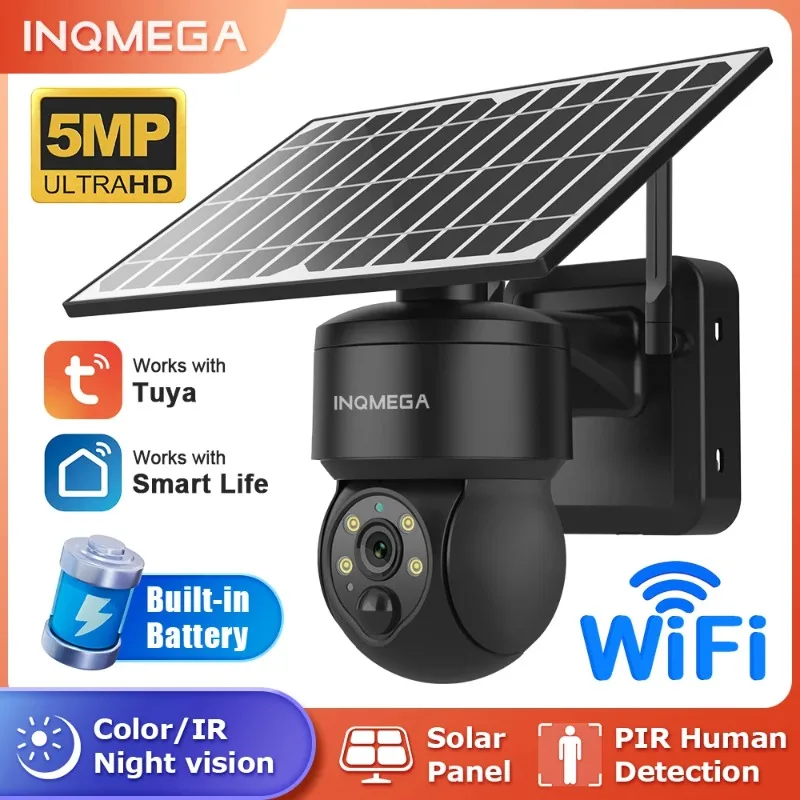 INQMEGA Tuya Smart 5MP Solar Kamera WiFi PTZ Überwachung IP Kameras Drahtlose PIR Menschen Tracking Farbe Nachtsicht IP66 Image