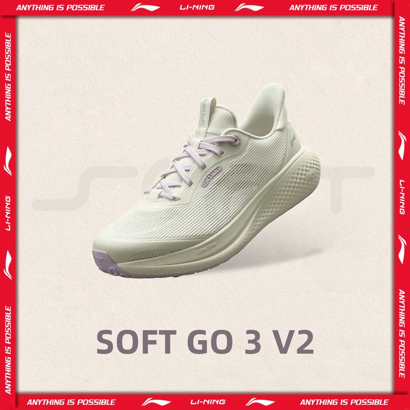 Li-Ning Damen SOFT GO 3 V2 Lifestyle-Schuhe COMFOAM Atmungsaktive, reflektierende, stilvolle Freizeitschuhe LiNing Wanderschuhe AGLW028 ﻿