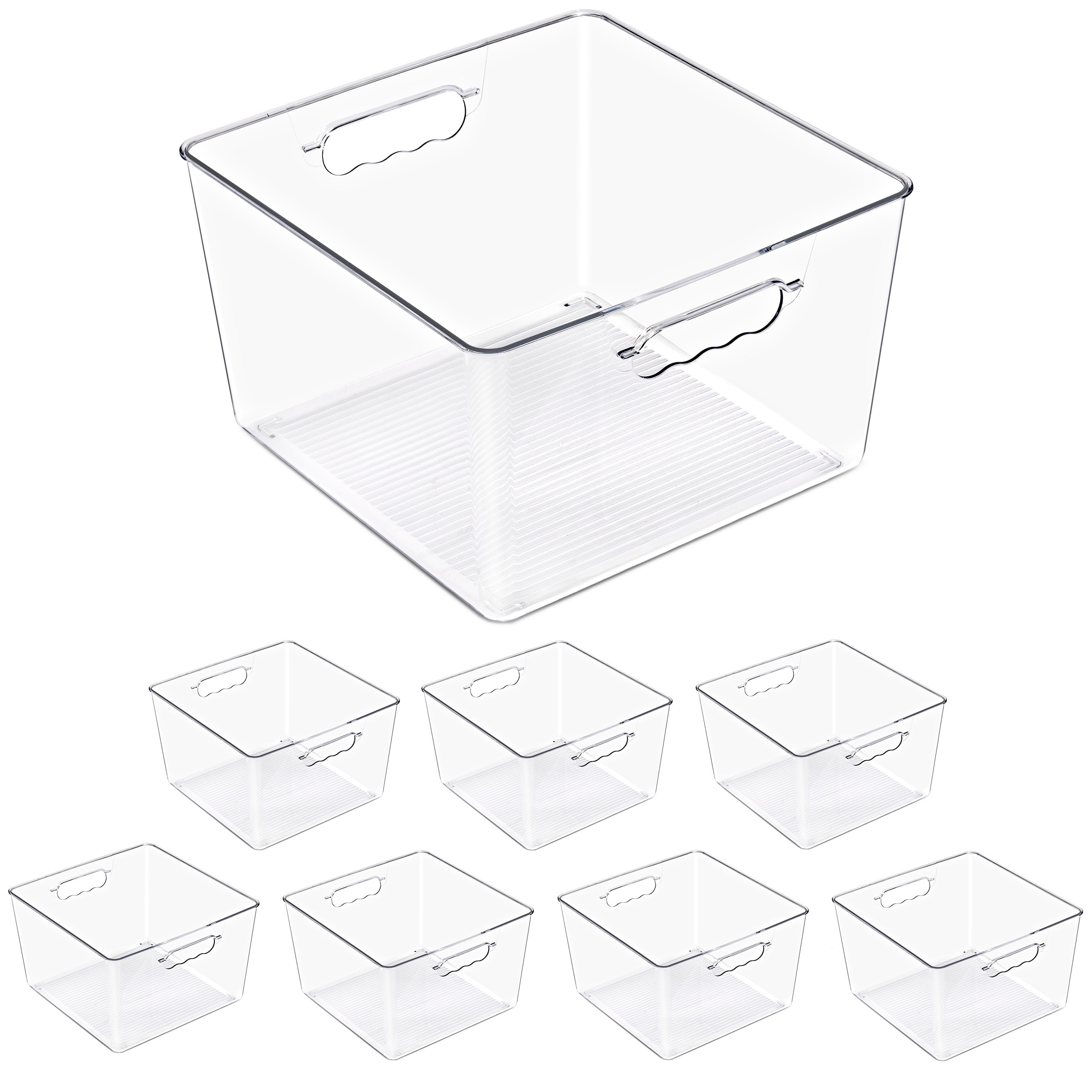 Sorbus Large Square Stackable Storage Bins with Handles - for Storage, Closet, Shelf & Home Organization, 4, 6, and 8 Pack