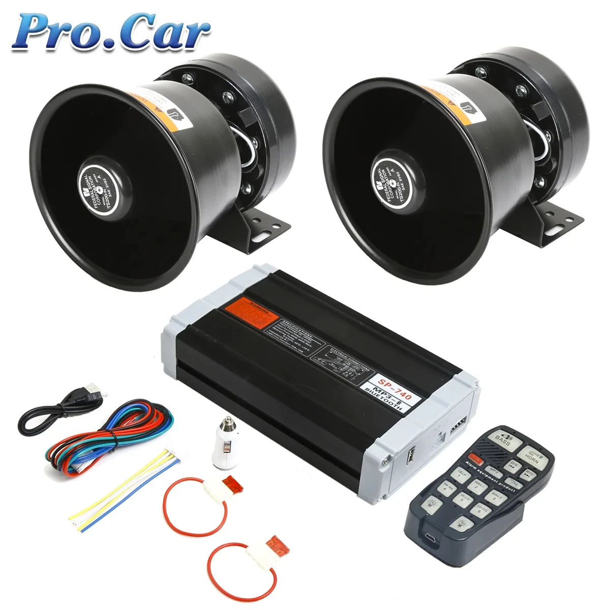 Alarme de voiture haut-parleur sans fil MP3 Bluetooth voiture promotionnelle 12v 400w sirène alarme de voiture klaxon d
