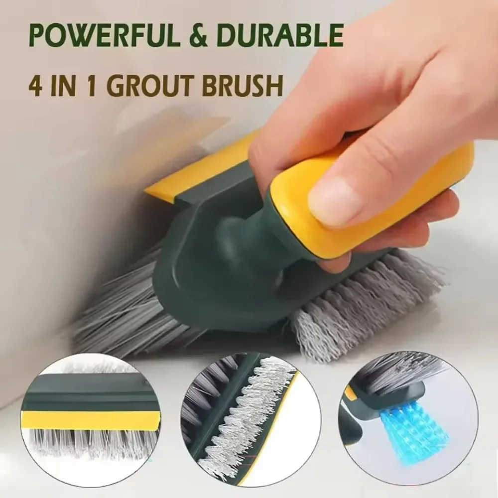 V-förmige Fugenreinigungsbürste 4-in-1 Multifunktionaler Eckschrubber für Haus Küche Bad Toilette Fliesen Bodenreinigung Image