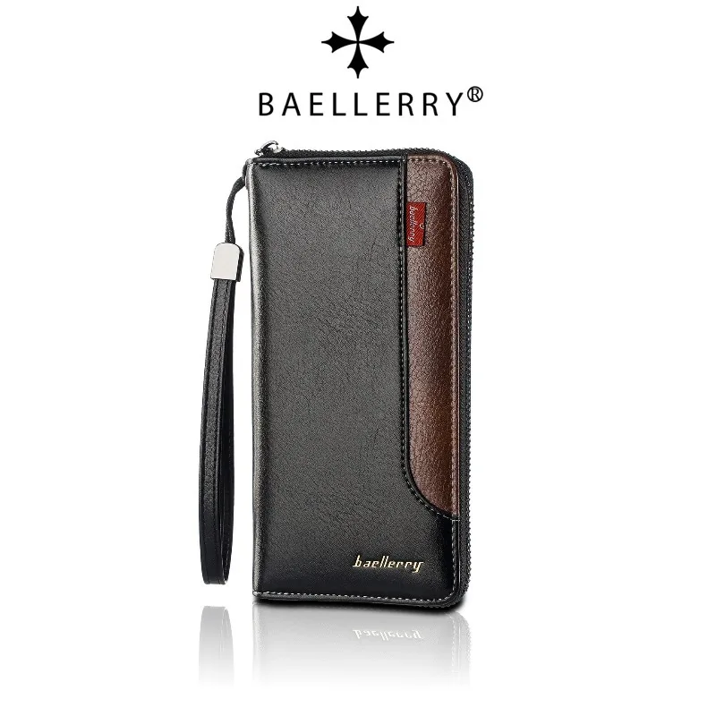 Portafoglio Ultra-Sottile Baellerry per Uomo con Blocco RFID, Porta Carte di Credito in Morbida Pelle PU, Borsa Verticale Corta per Affari