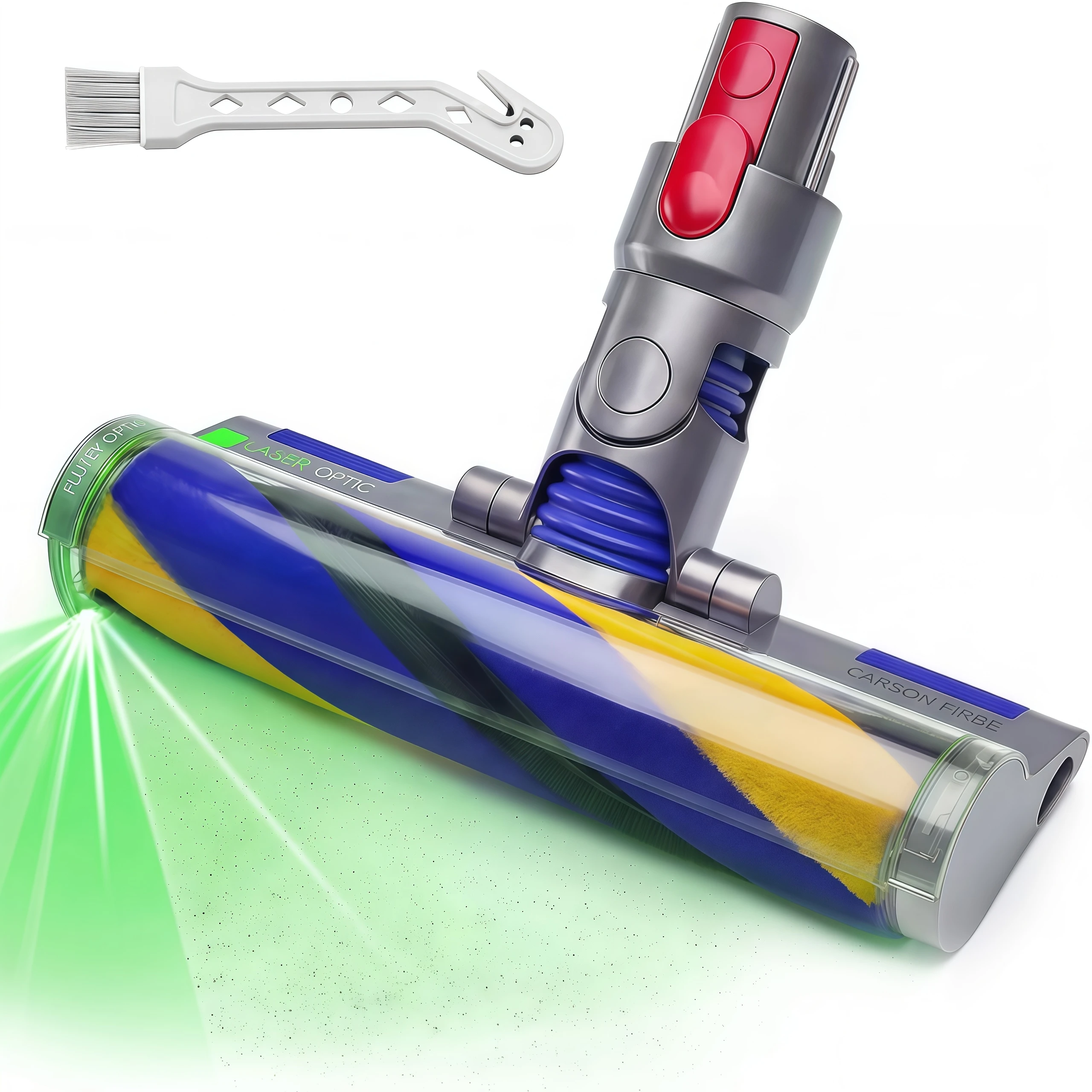 Laser-Bodenbürstenkopf für Dyson V10 V11 V15 V8 V7 Laser Soft Suction Head LED-Bodenbürstenzubehör mit Schnellverschluss Image