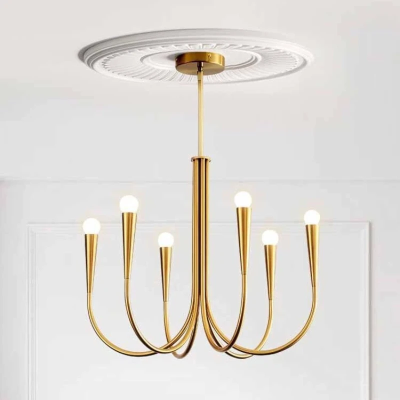 Nordic Wohnzimmer E14 Led Kronleuchter Schwarz/Gold Arme Anhänger Licht Hängen Lampe Kerze Led Luminarias Kunst Dekor Innen licht