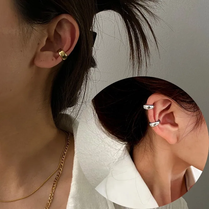 Fake-Piercing Punk Ohrclips Ohrringe Geometrischer Metall-Ohrclip Wickel-Piercing Freier Clip-Ohrring für Damen Alltagsschmuck Image