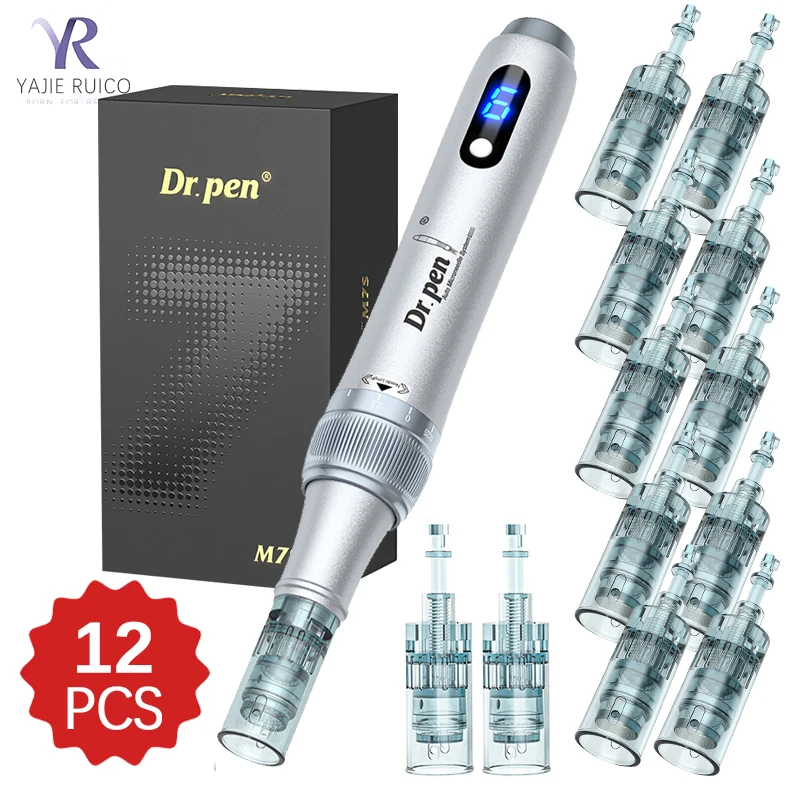 Authentischer Dr. Pen M7S Mikro-Hautpen mit 12 Stück 0,25mm Nadeln Elektrischer Kabelloser Derma-Pen für den Heimgebrauch Gesichts- und Körperpflege-Set Image
