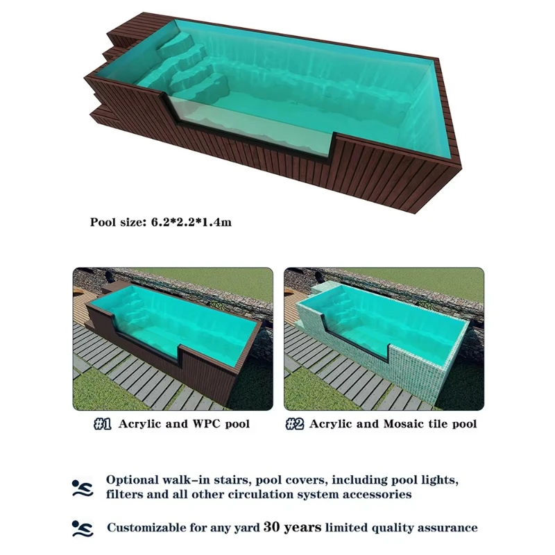 Erschwinglicher Vorgefertigter Modularer Container-Swimmingpool, Premium WPC Holz-Außenpool für den Oberirdischen Einsatz Image