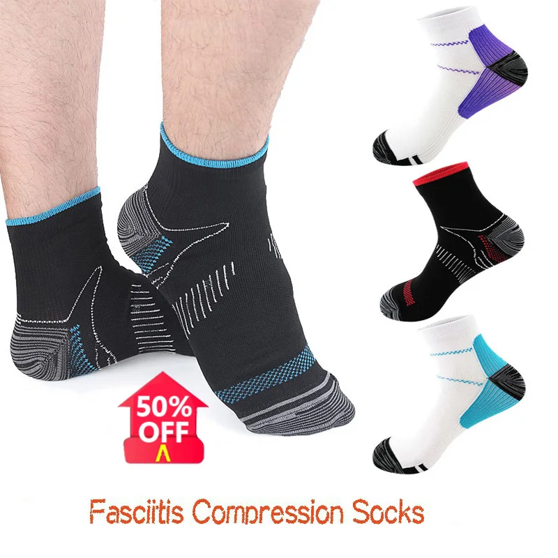 Unisex Mode Sport Kompressionssocken Atmungsaktiv für Plantarfasziitis Fersensporn Fußgewölbeschmerzen Linderung Herren Damen Image