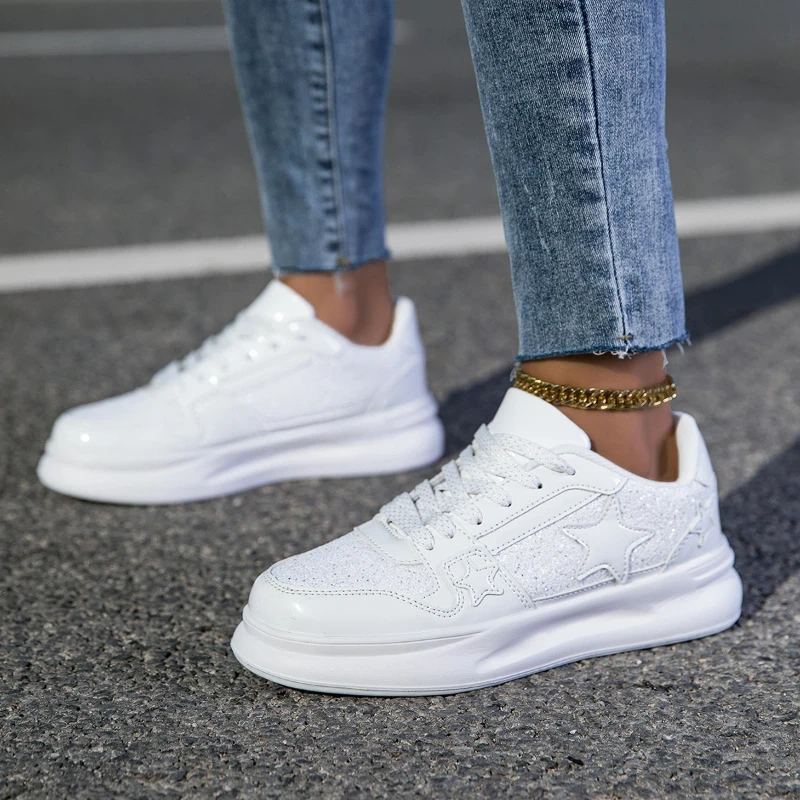 Weiße Schuhe, Freizeitschuhe für Damen, bequeme weiße Sneaker, leichte Wanderschuhe für Damen, bequeme Damenschuhe