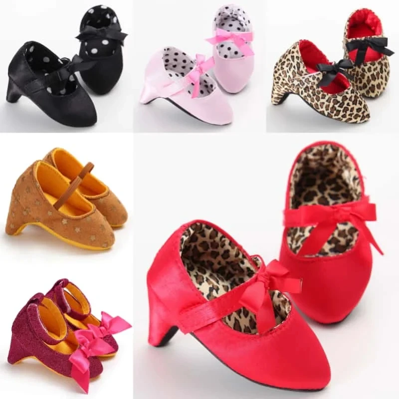 Prinzessinnen-Schuhe mit Absatz für Babys, Schuhe mit Schleifenverzierung für Frühling und Herbst, weiche Sohle, bequeme Party- und Lauflernschuhe für Kleinkinder