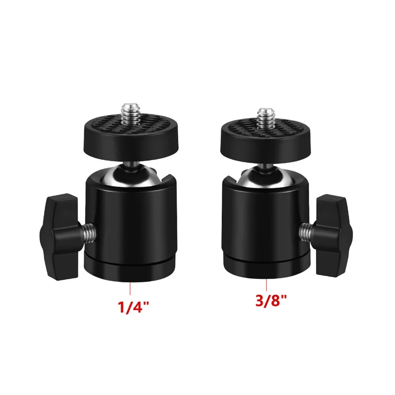 Supporto per testa a sfera per treppiede con vite da 1/4 con foro da 1/4 e 3/8 per fotocamera DSLR Adattatore per montaggio monopiede con testa a sfera per monitor per telefono cellulare