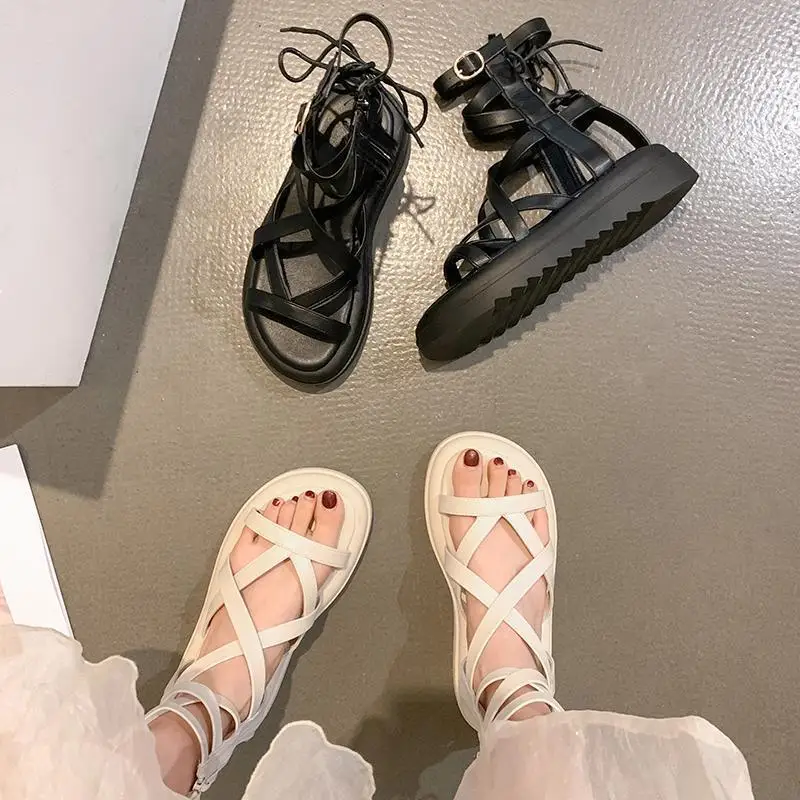 Schuhe mit Keilabsatz und Plateau, wasserdichte Riemensandalen für Damen, Reißverschluss, Sommer 2025, mittlere Absätze, Damenschuhe, römischer Stil, Beige, Vip