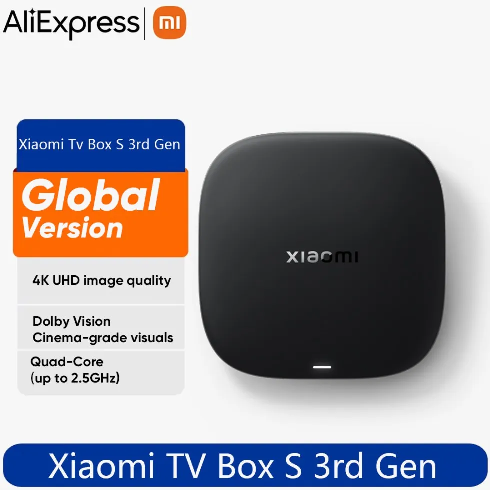 Xiaomi TV Box S 3a Generazione Versione Globale Originale, 4K Ultra HD, WiFi, BT5.2, Google TV Cast, Netflix, Smart TV Box, Lettore Multimediale