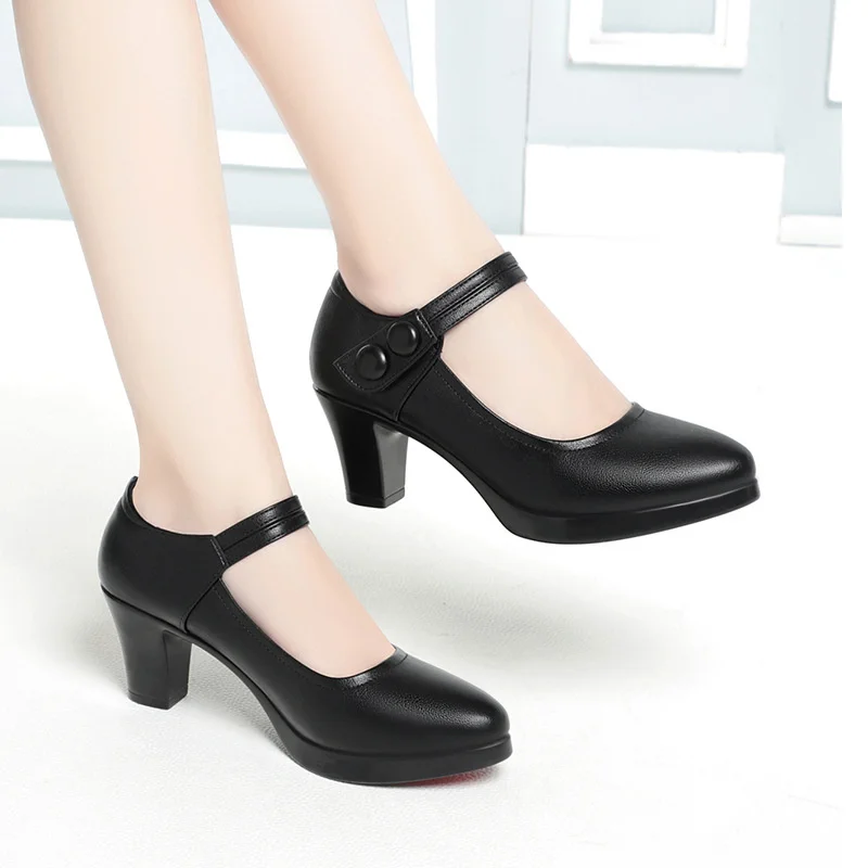 Block Heel Platform Pumps 2024 Spring Autumn Women Shoes Comfort Non-slip High Heels Fashion Elegant Black Office Shoes