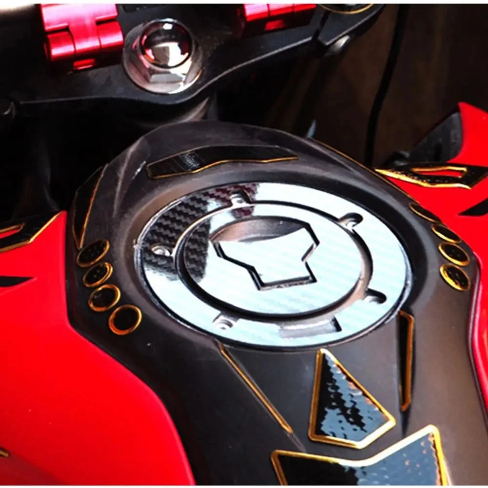 Wasserdichte 3D-Fischgräten-Aufkleber, farbenfrohe Kanten-Motorrad-Tankaufkleber, Schutzpolster, Auto-Dekoration, Modifikationszubehör Image