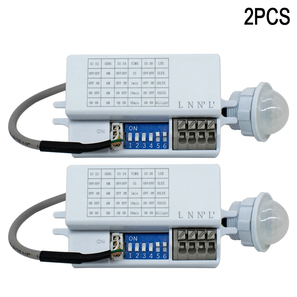 2 Stück Bewegungsmelder-Lichtschalter 220V 110V Automatischer PIR-Präsenzmelder für Flur Hotel Korridor Sensorlicht Image
