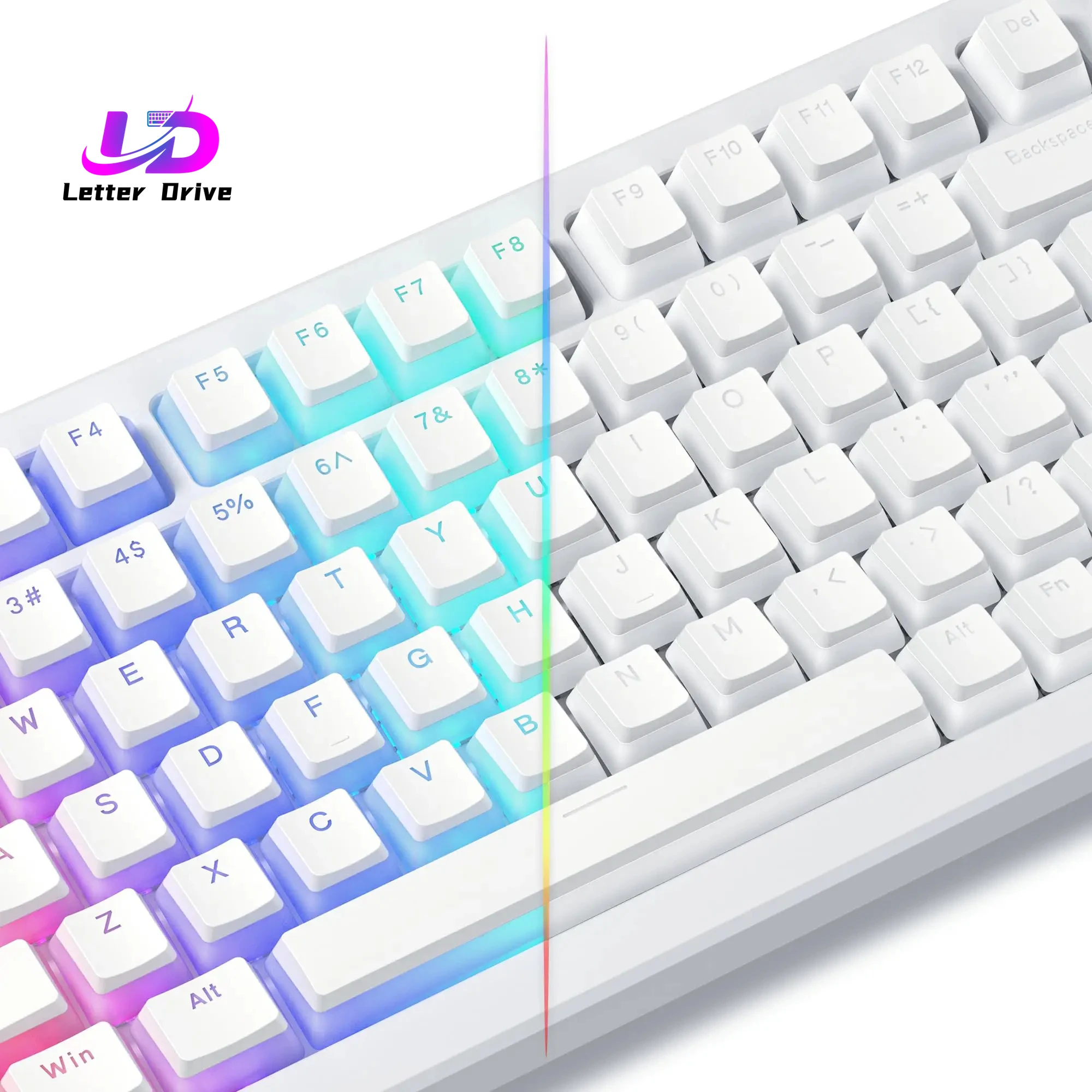 129 Tasten Weiße Pudding PBT Double Shot Keycaps OEM-Profil Benutzerdefiniertes Tastenkappen-Set für 100%, 75%, 65%, 60% Gaming Mechanische Tastaturen Image
