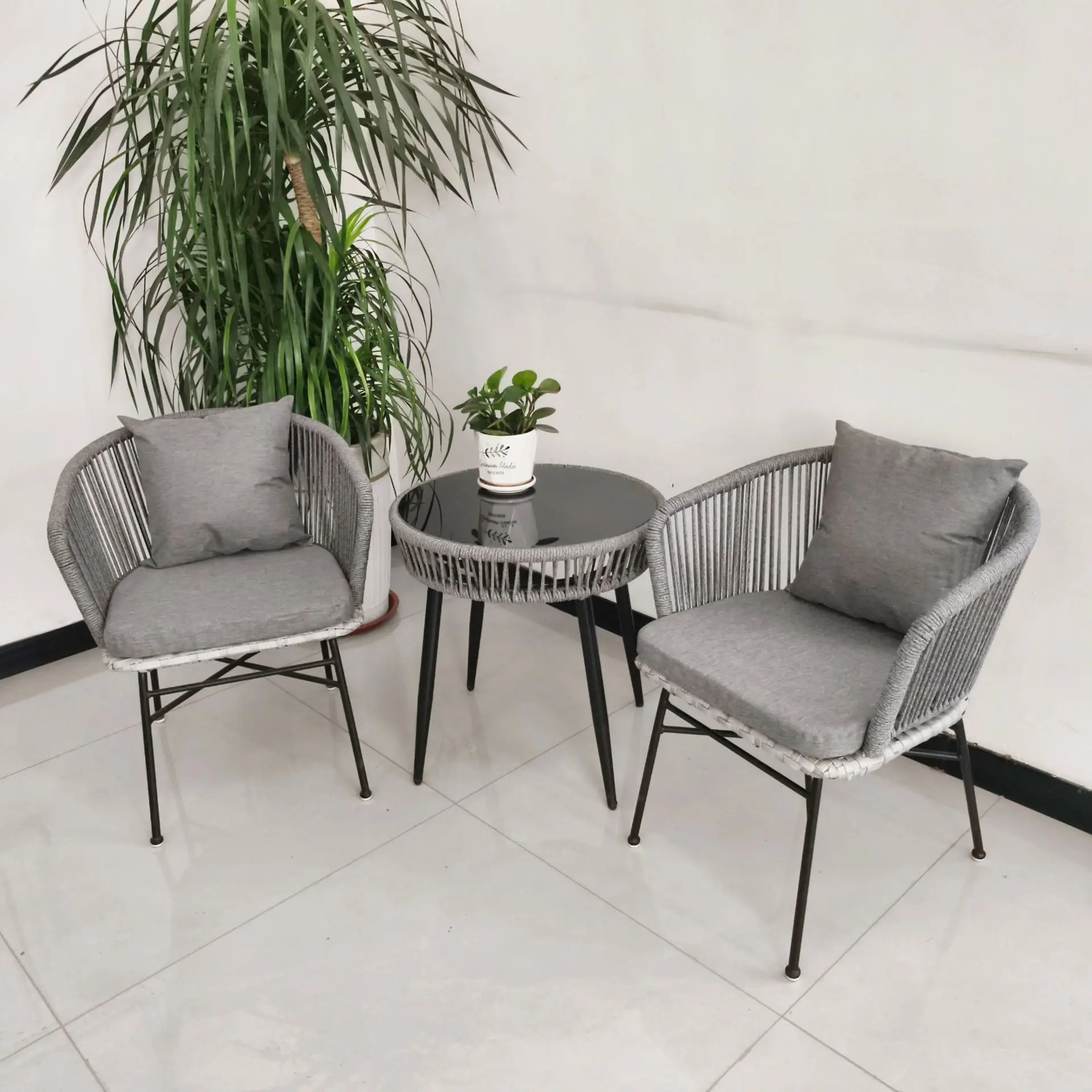 Rattan Chair, Outdoor Table and Chair Combination, Courtyard Outdoor Balcony Outdoor Garden Terrace Hotel Leisure Rattan Chair