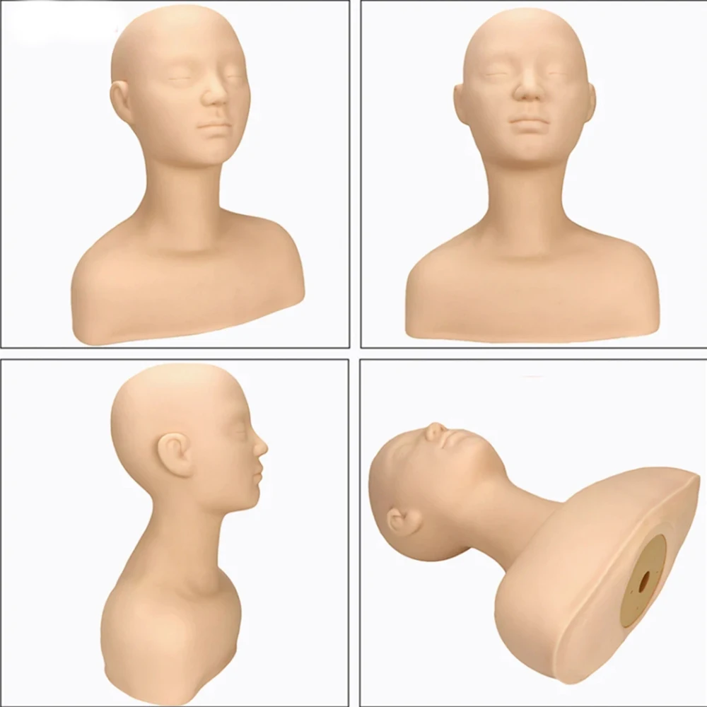 Multifunktionaler Weicher Make-up-Übungskopf mit Schultern, Massage-Silikonhaut-Textur für Gesichtsbehandlungen in Salons und Kosmetologie Image