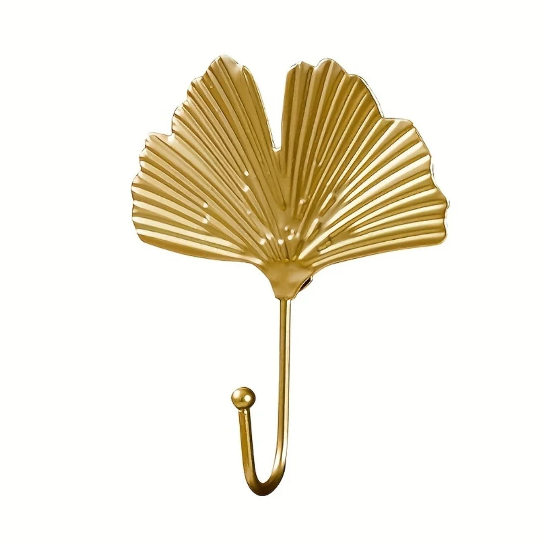 Garderobenhaken, goldfarbener Hängehalter für Schlüssel, dekorative Blätter, Metallhaken, Wandhaken, Aufhänger