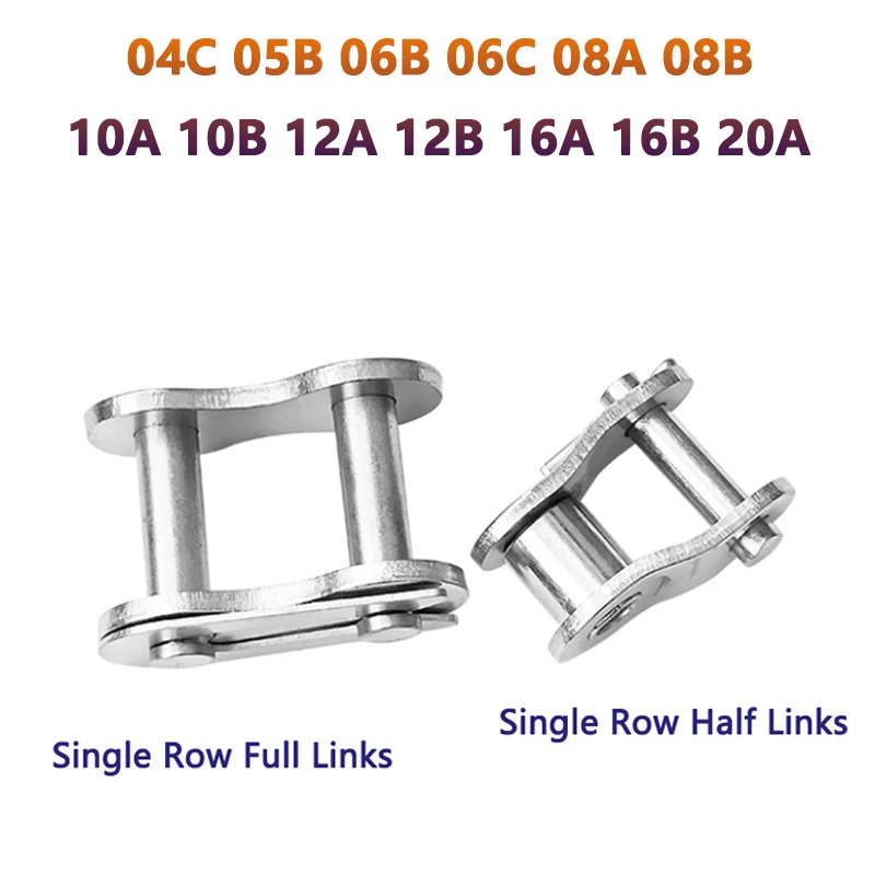 1pc Edelstahl Rollenkette glieder Stecker 04c 05b 06b 06c 08a 08b 10a 10b 12a 12b 16a 16b 20a Voll-/Halb lenker Image