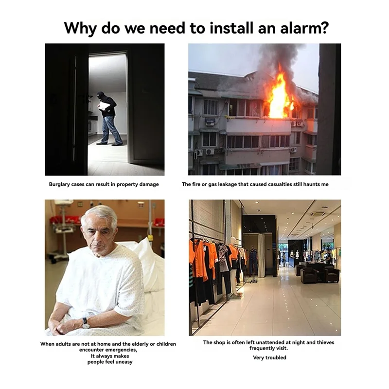 Sirène d'alarme sans fil à énergie solaire, son et lumière, capteur d'alarme extérieur pour système d'alarme Wifi GSM 433Mhz pour maison, ferme