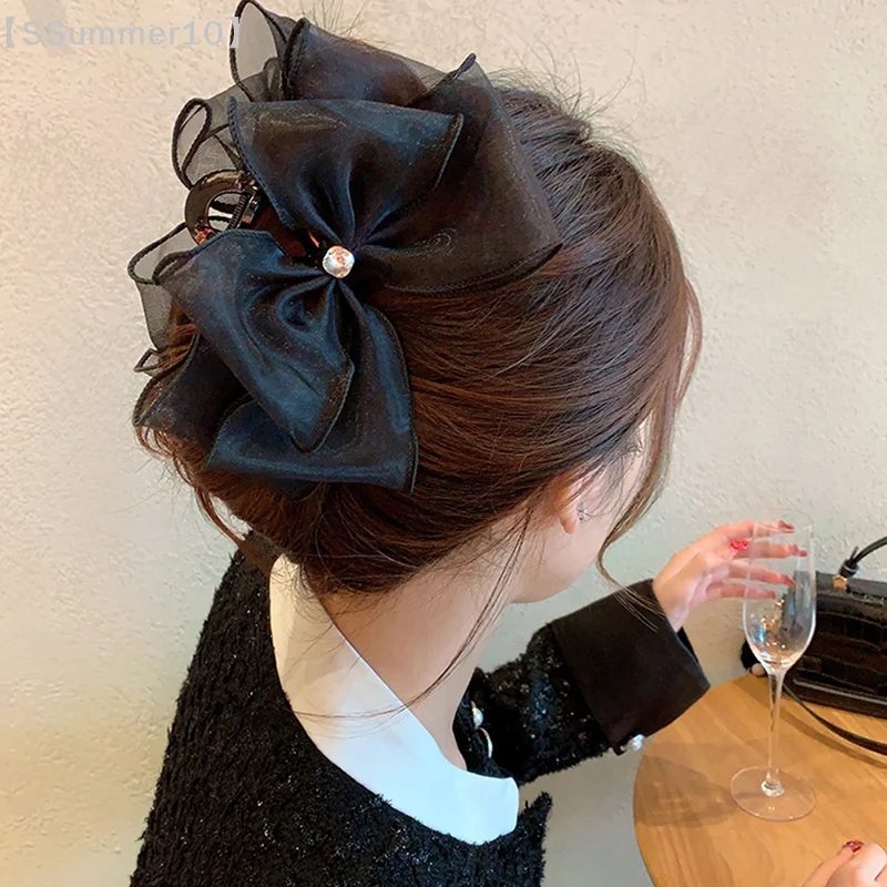 【SSummer10】Modische Haarklammer aus Tüll mit großer Schleife – Elegante Haarnadel mit Schleife für Pferdeschwanz, süßes Kopfschmuck-Accessoire für Frauen【SS】 Image