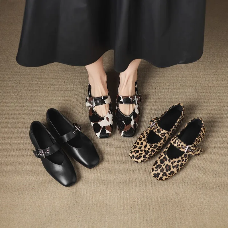 DIMANYU Flache Schuhe für Damen, 2026, neue Mary-Jane-Schuhe mit Schnalle, echtes Leder, große Größe, Ballett-Damen-Loafer