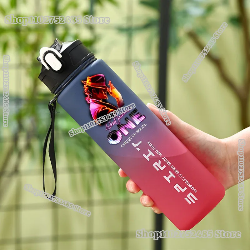 800ML Der König des Pop MJ Großvolumige Mattierte Farbverlauf-Plastikwasserflasche Superstar Michael Jackson Sport-Trinkbecher Image