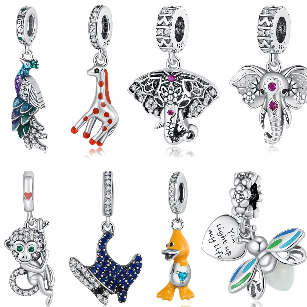 Versilberte Elefanten-Anhänger-Charms für Original-Armbänder, Taschen-Schlüsselanhänger, DIY-Schmuckanhänger für Frauen, Geschenk Image