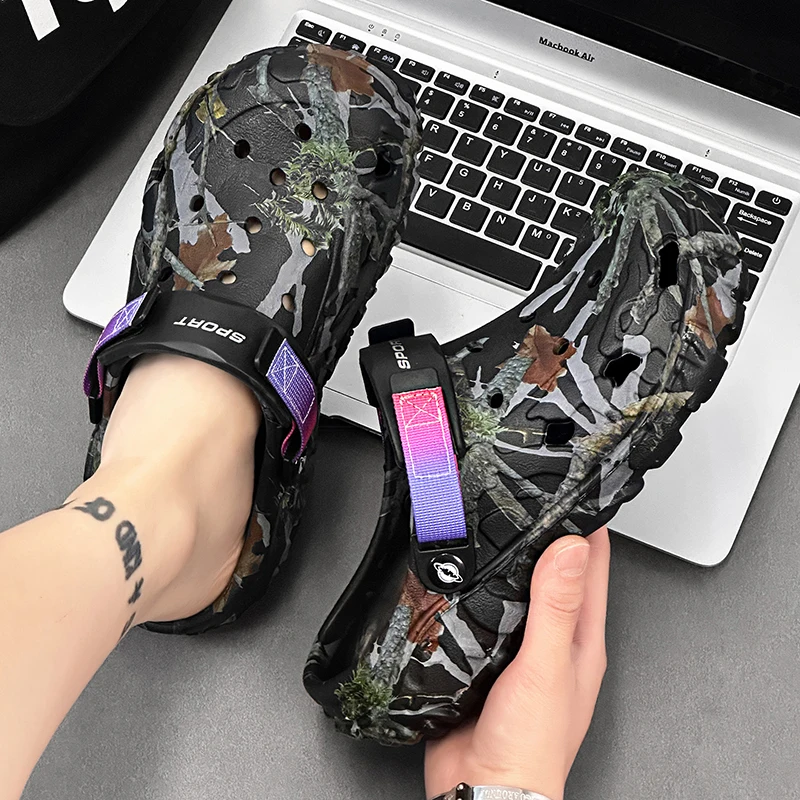 Sommer Herren Hausschuhe Tarnmuster Plattform Outdoor Clogs Schuhe Damen Strand Sandalen Weiche EVA Indoor Hausschuhe Große Größen 46 47