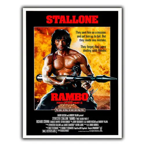 FIRST BLOOD PART 2 METALLSCHILD WANDPLAKAT Filmklassiker Kinoplakat-Aluminium Image