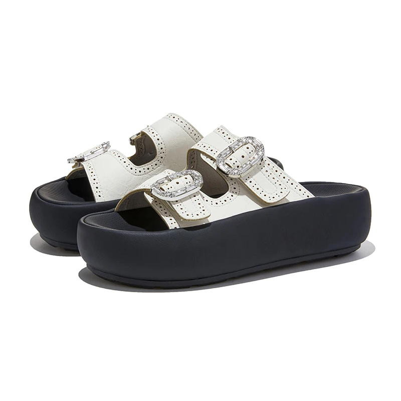AIYUQI 2026 Neue Damen-Slipper mit dicker Sohle, Peep-Toe, bequeme Pantoletten für Damen, Sommer, Retro, Strand, Damenschuhe
