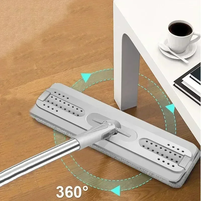 Flachmop mit Eimer und Auswringer, Verdickte Mikrofaser-Pads Nass-Trocken-Mop für Bodenreinigung, Wiederverwendbarer Sprühmop für die Küche Image