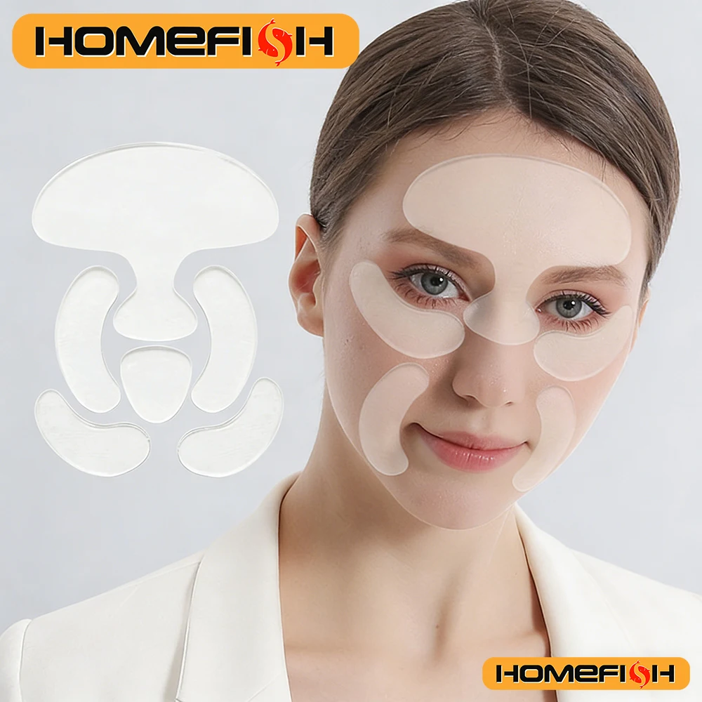 Patch in Silicone Anti-Rughe per Viso, Patch Riutilizzabili per Rughe sulla Fronte, Sotto gli Occhi e Linee del Sorriso per Donne