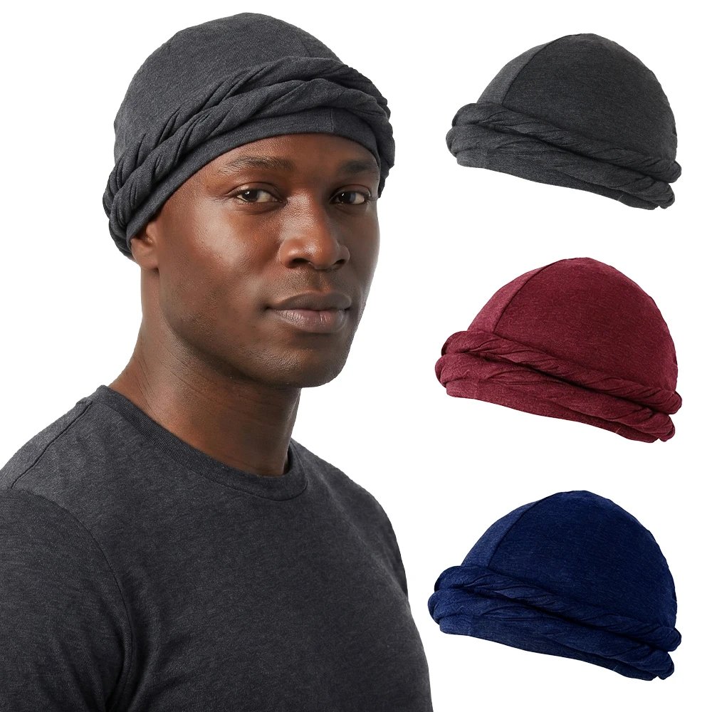 1 Stück Vintage-Turban für Männer, Vintage-Kopftücher für Männer, Stretch-Turban-Schal aus Modal und Satin zum Binden der Haare