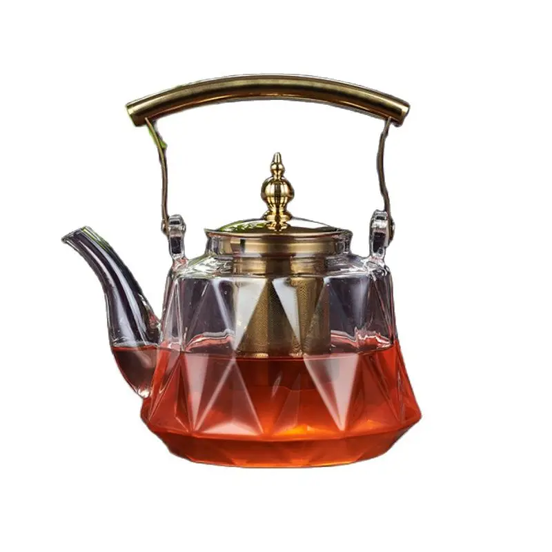 1L Glass Teapot with Removable Infuser Filterable Household Heat-resistant Glass Steamed Tea Brewed Teapot Transparent Teapot