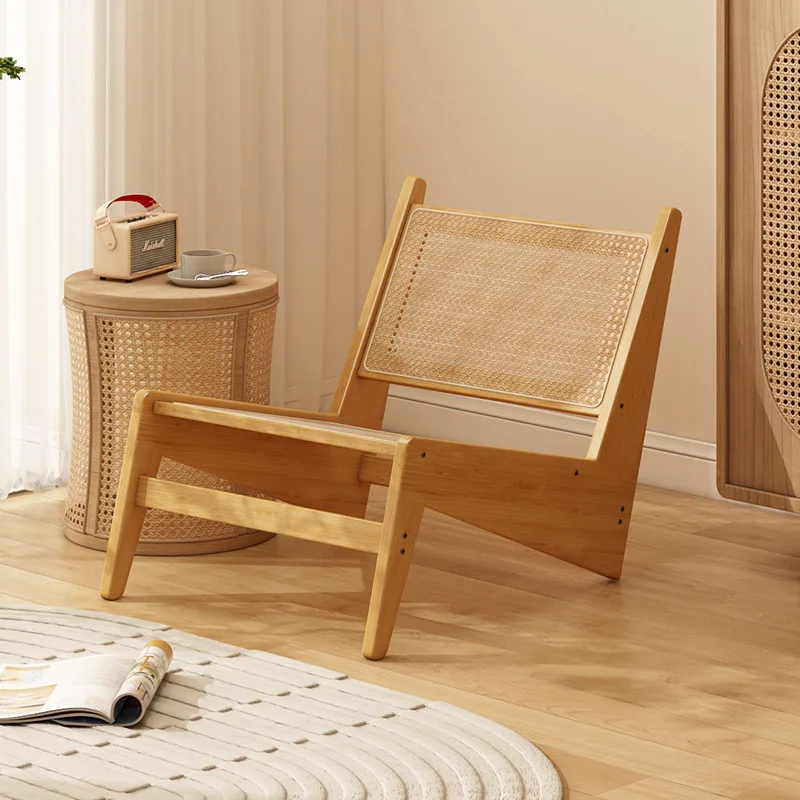 Moderner Korbstuhl, Freizeitstuhl, Schlafzimmer-Einzelsofa, Lounge-Sessel für Ferienwohnungen, Armlehnstuhl im japanischen Stil mit Rückenlehne