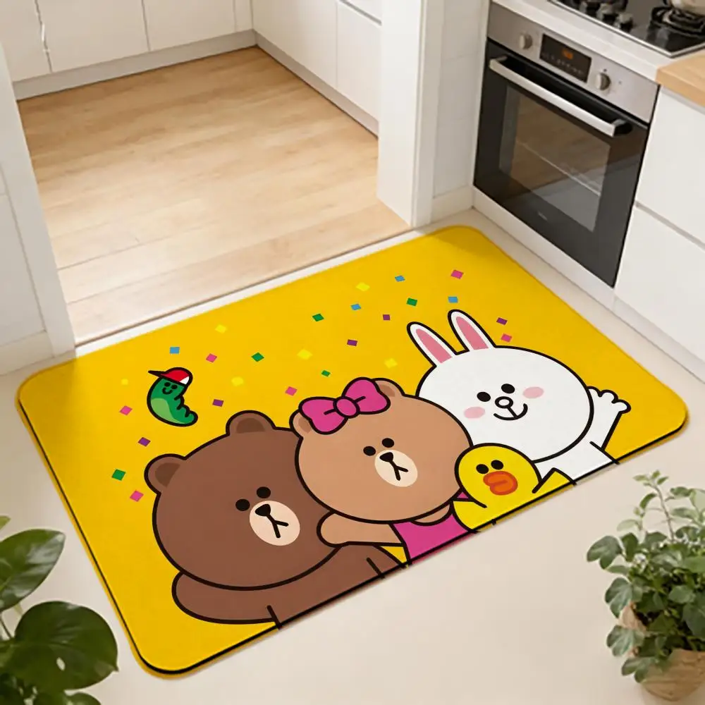 ANIME B-Brown Bear Bodenmatte, saugfähige Bodenmatte, rutschfester Eingangsteppich für Badezimmer, Waschräume und Toiletten Image