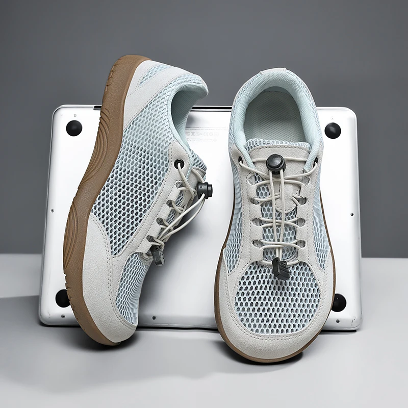 Neue Herrenschuhe mit breiter Zehenbox, lässige Schuhe mit weicher Sohle, Walking-Sneaker, atmungsaktives Mesh, bequeme Barfußschuhe, große Größe 48