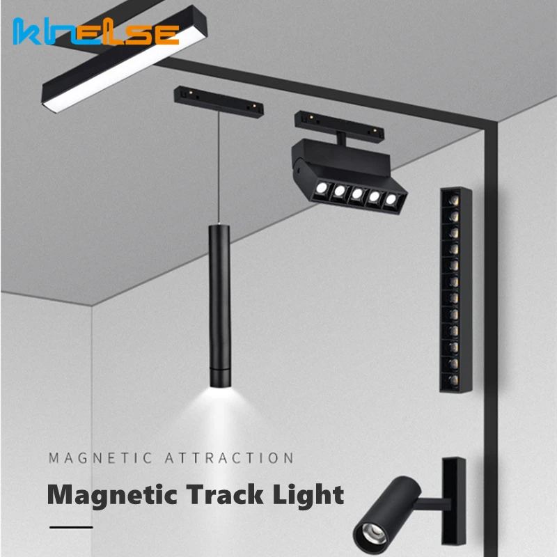 Reguläre LED-Magnetschienenleuchten DC48V Magnet-Deckenstrahler Flutlicht Gitterlinienlampe Schienenbeleuchtungsserie 20W 30W