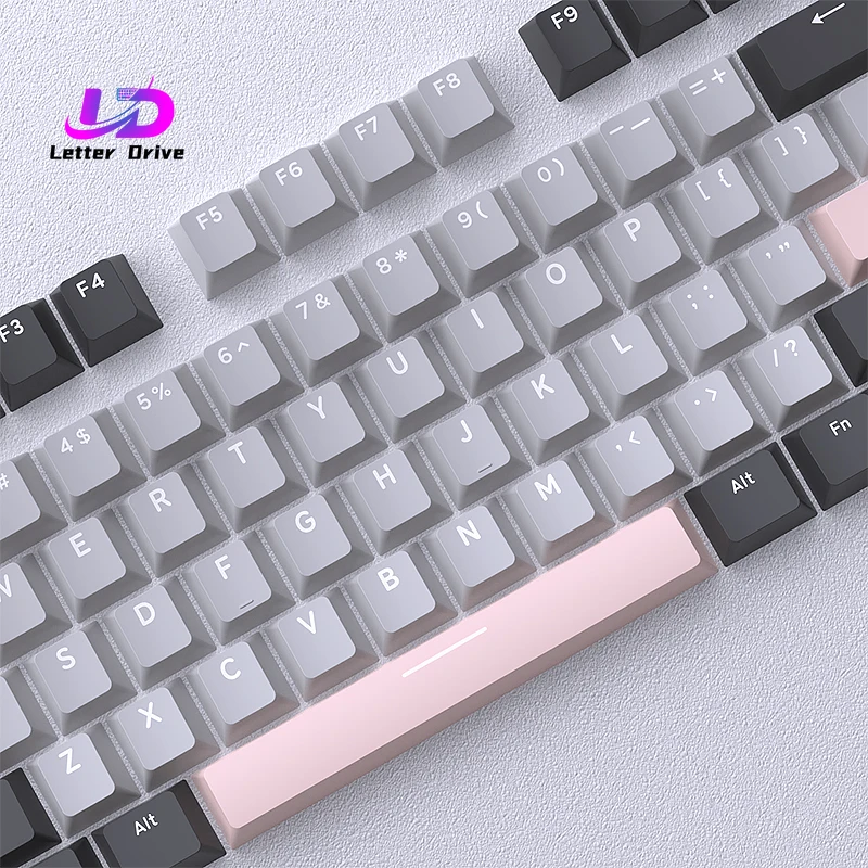 Letter Drive Super Neu 126 Tasten Rock Ash Powder Farblich Abgestimmte Double Shot Cherry Profile PBT Keycaps für Mx Mechanische Tastatur Image