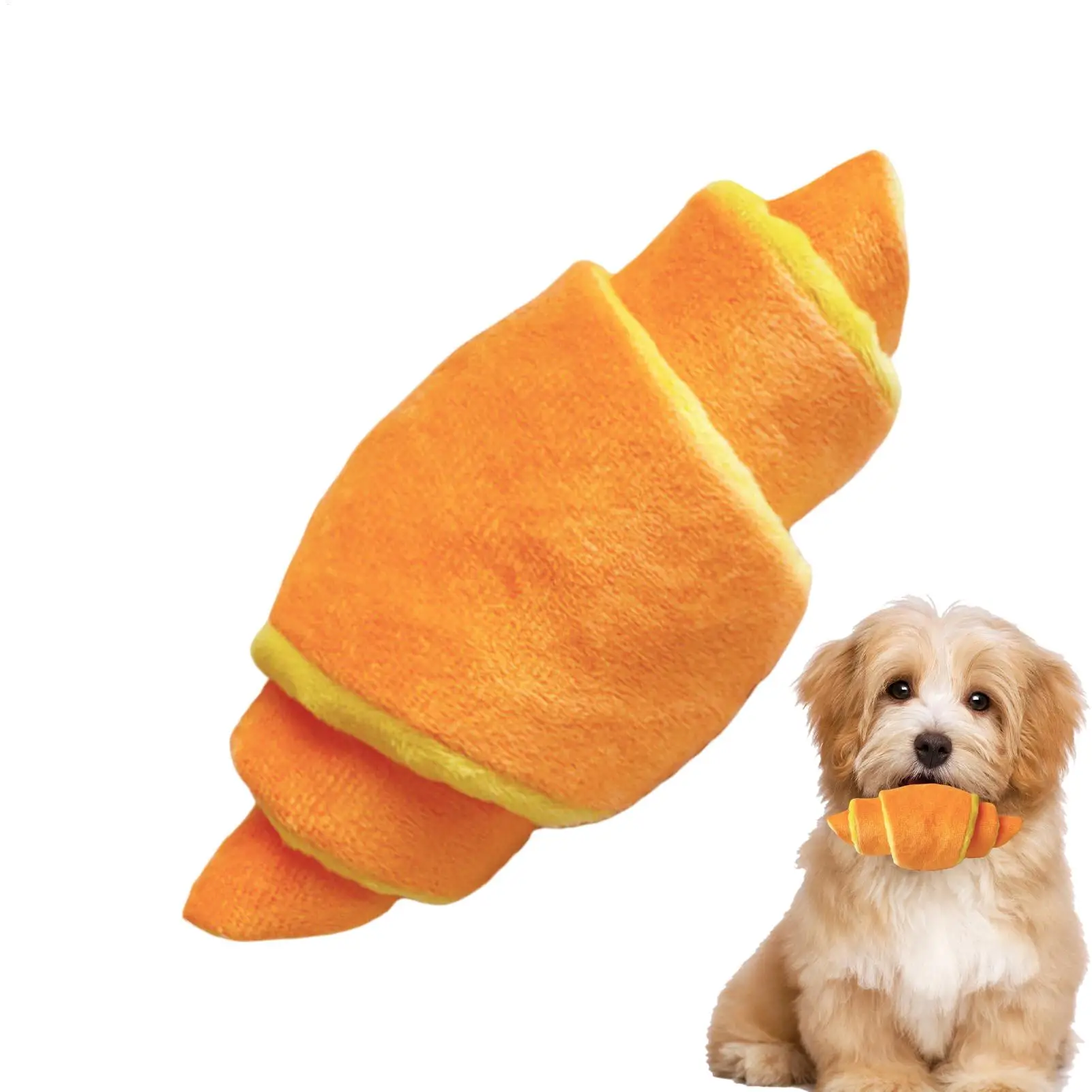 Hundekauartikel in Croissant-Form, weiches, unzerstörbares Hundespielzeug, interaktive Plüschpuppen, Haustierbedarf für drinnen oder draußen Image