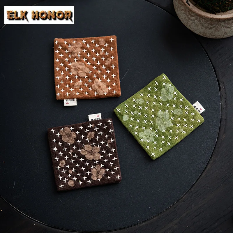 Traditional Canvas Plum Blossom Tea Towel Creative Teapot Cleaning Towel Tea Napkins Household Tea Cloth Drinkware Ornaments