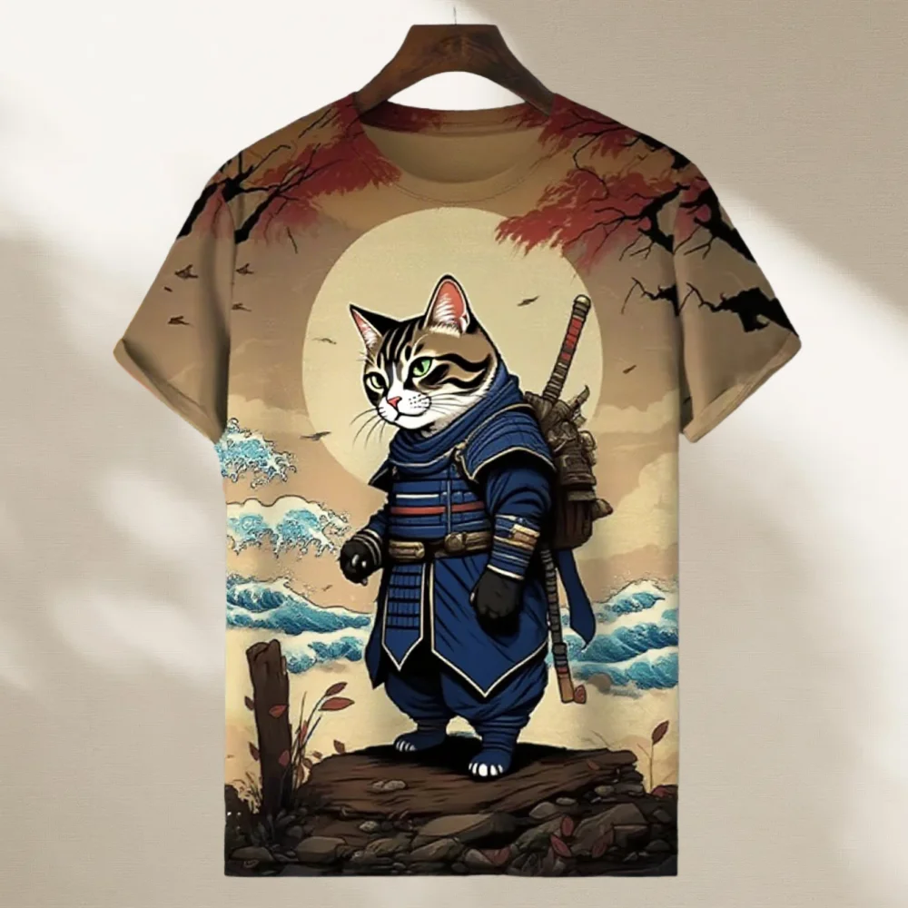 Sommerliches, im japanischen Stil 3D-gedrucktes, großformatiges Herren-T-Shirt, locker und lässig, schnell trocknend und atmungsaktiv, geeignet für den täglichen Gebrauch Image