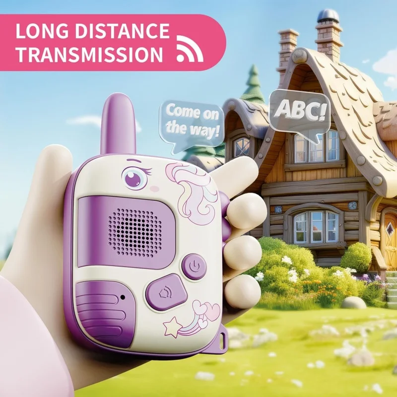 Niedliche Kinder-Walkie-Talkies mit Großer Reichweite, Drahtlose Outdoor-Handfunkgeräte, 2-Wege-Radio für Interaktives Rollenspiel, Geburtstagsgeschenk Image