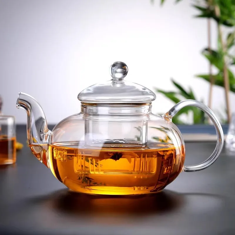 400/600/800/1000ML Transparent Glass Teapot Household Puer Tea Pot Tools Set Coffee And Tea Tableware Filterable Handle Kettle
