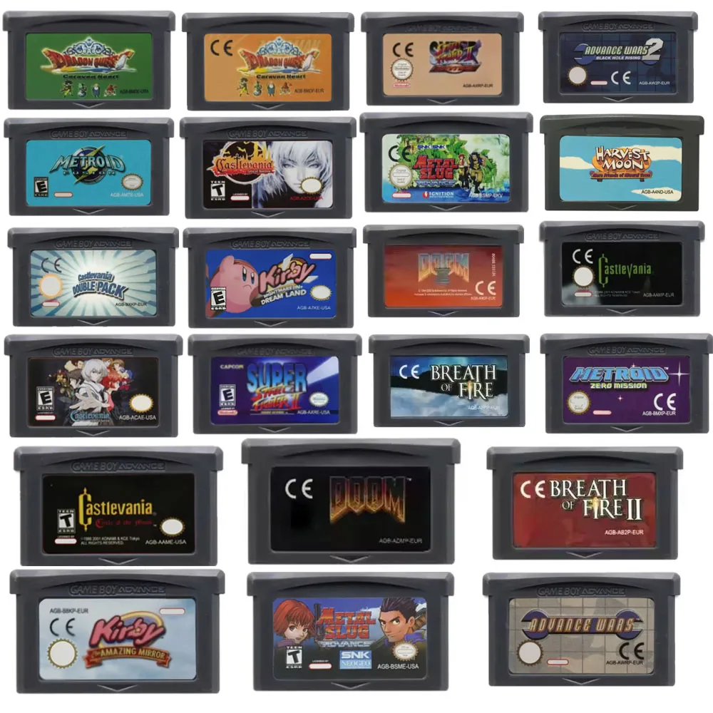 GBA Videospiel-Kassette 32-Bit-Spielekarte Turbo Revival Summon Night Klonoa Advance Wars Shining Soul Metal Slug Breath Fire II Image